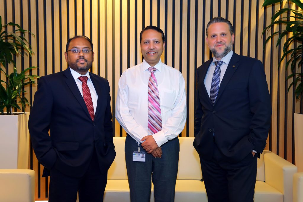 (L-R) Shabeer Mohammed and Vivek Gupta from GEMS Education with Youssef Fawaz from Al Rostamani Communications