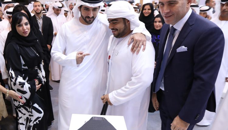 (L-R): Mariam Othman, Chief Executive Officer, Rashid Centre for People of Determination; H.H. Sheikh Hamdan bin Mohammed bin Rashid Al Maktoum, Crown Prince of Dubai and Chairman of Dubai Executive Council; student from Rashid Centre for People of Determination; Nidal Abou-Ltaif, President, Avaya International