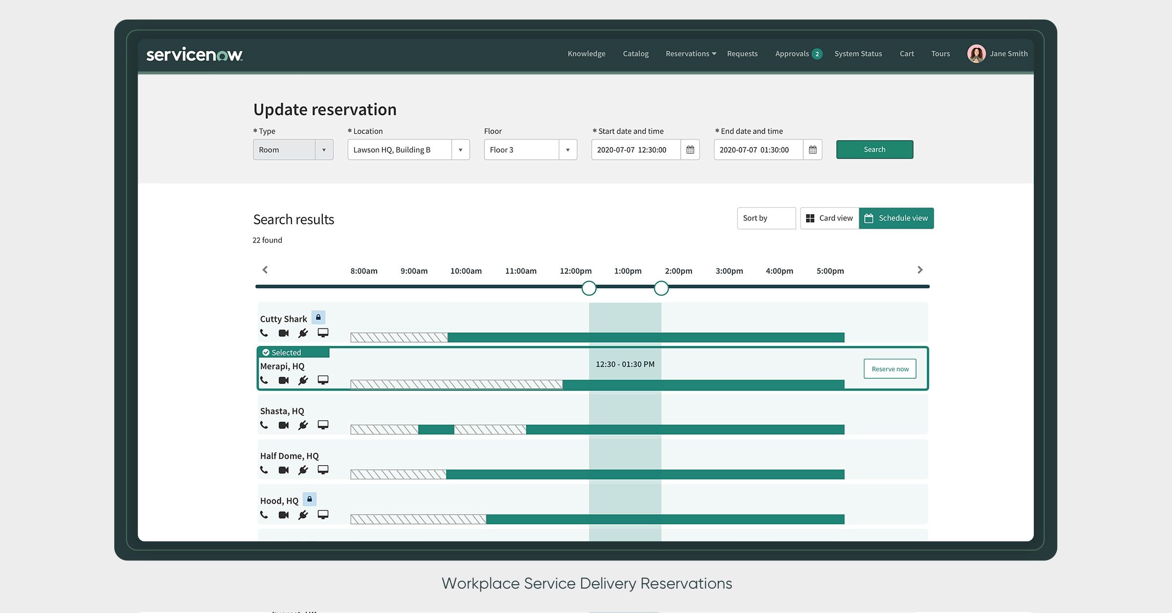 ServiceNow WSD Reservations