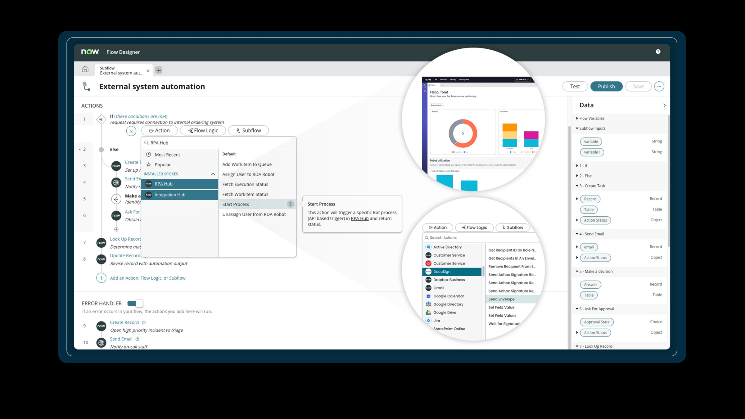 Servicenow robotic deals process automation