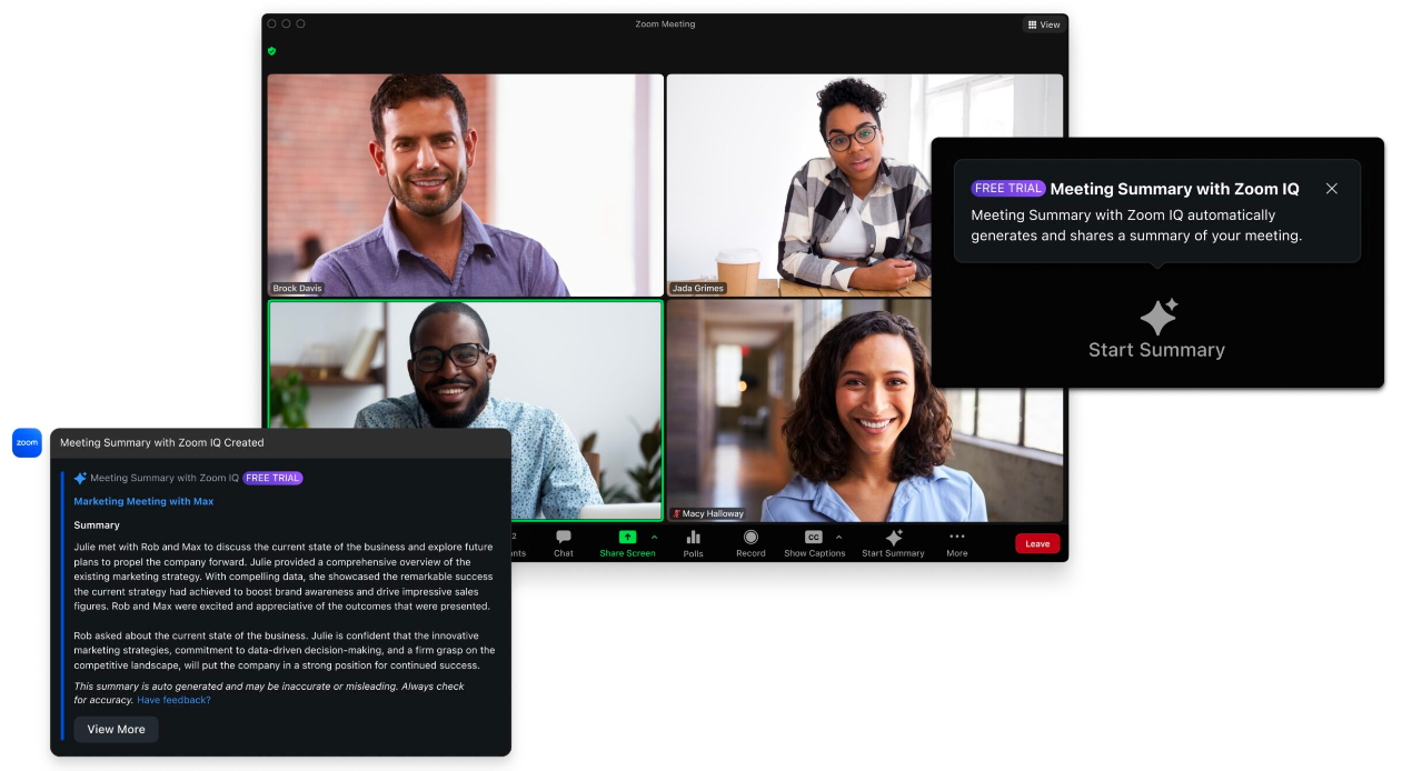 New generative AI-powered Zoom IQ features are now available to Zoom users via free trials